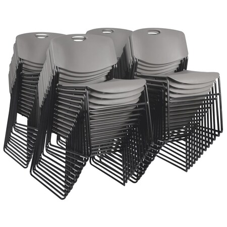 Regency Zeng Ultra Compact Metal Frame Armless Stackable Chair - Grey, PK50 4400GY50PK
